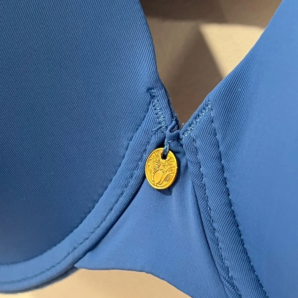 Natori Pure Luxe Plunge T-Shirt Blue Bra 34D ($74) - Picture 4 of 6